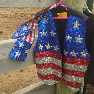 Hand and made America sequin vest hand set/show